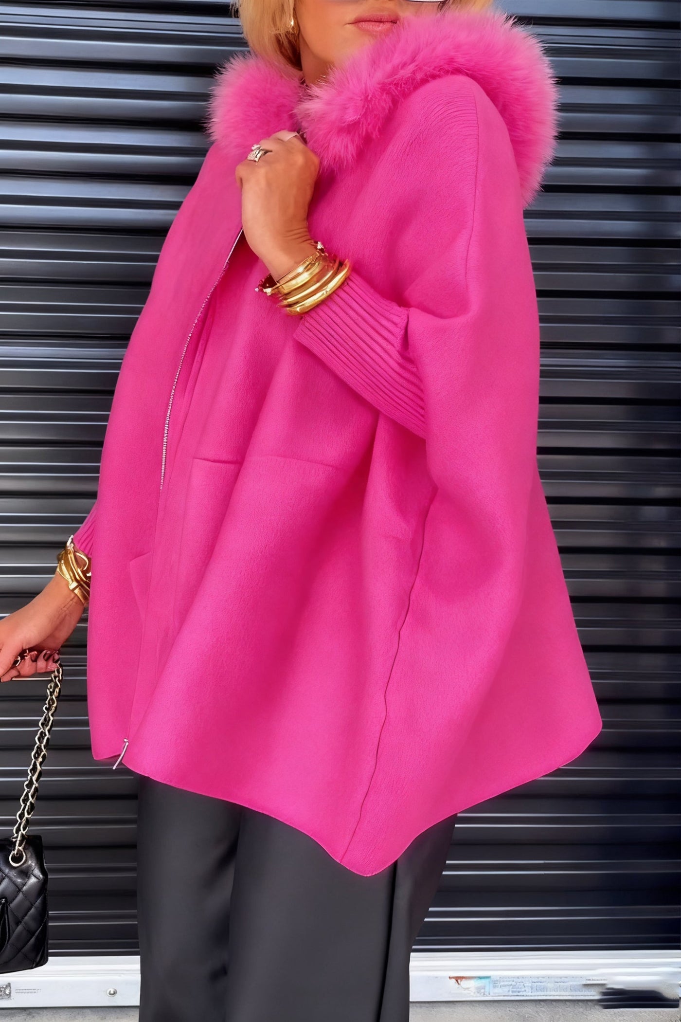 Elaine – Cozy casual jacket with elegant faux fur collar