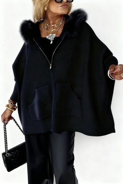 Elaine – Cozy casual jacket with elegant faux fur collar