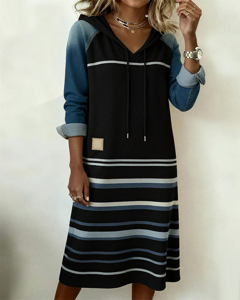 Margaret – Striped cotton-blend dress for cozy autumn days