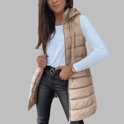 Helena – Lightweight Down Vest with Hood in Extended Length