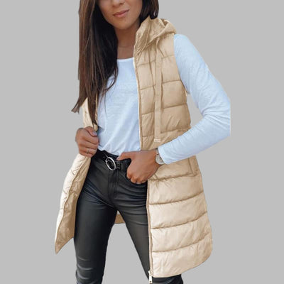 Helena – Lightweight Down Vest with Hood in Extended Length