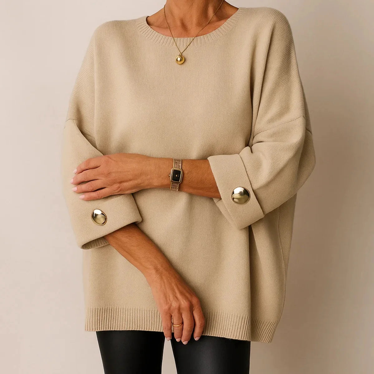 Elaine – Classic knit top with 3/4 sleeves