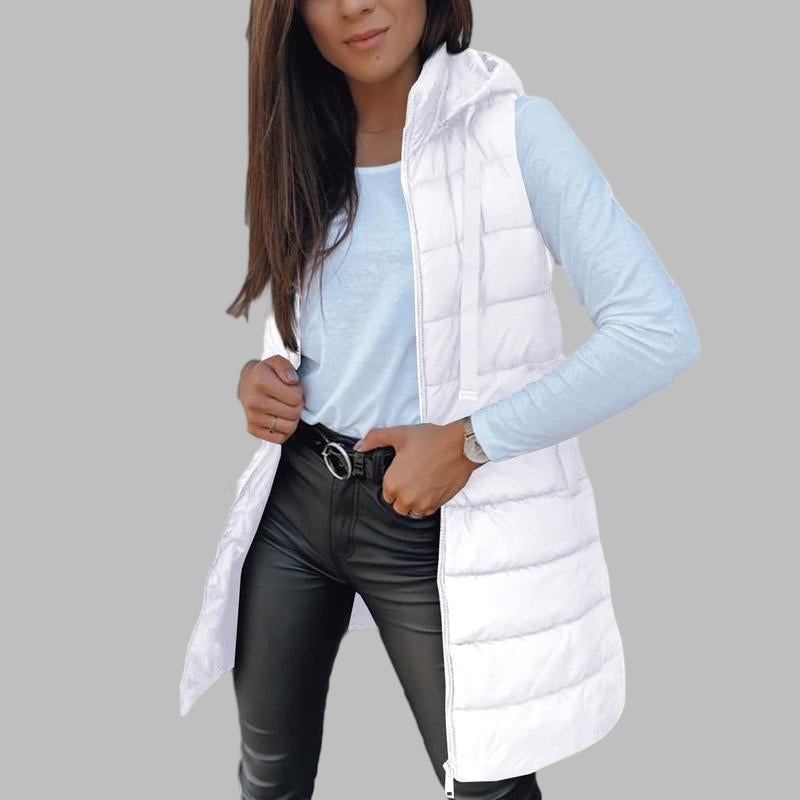 Helena – Lightweight Down Vest with Hood in Extended Length
