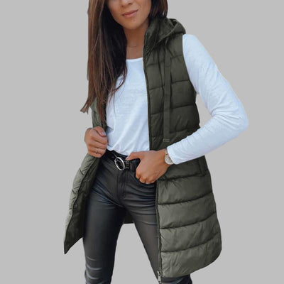 Helena – Lightweight Down Vest with Hood in Extended Length