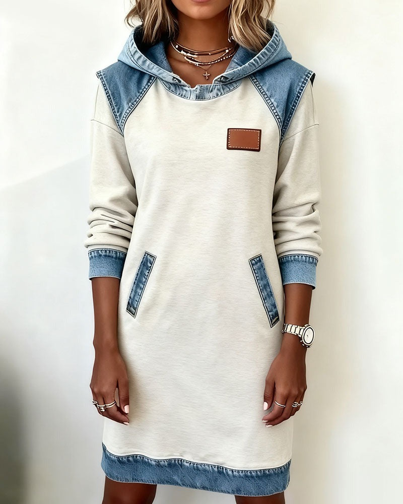 Marilyn – Chic denim dress with a modern hood