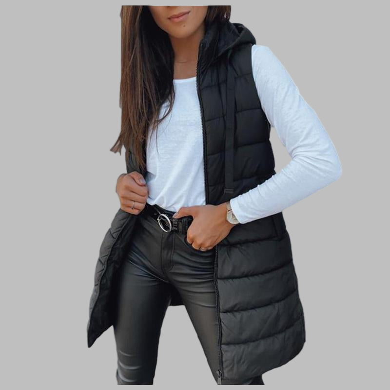 Helena – Lightweight Down Vest with Hood in Extended Length