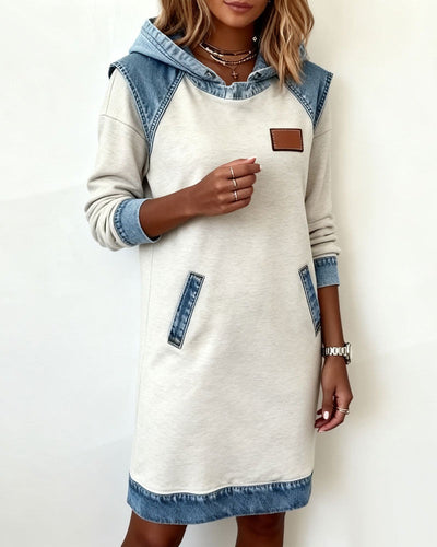 Marilyn – Chic denim dress with a modern hood