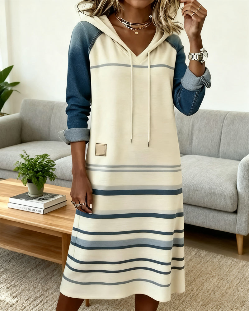 Margaret – Striped cotton-blend dress for cozy autumn days