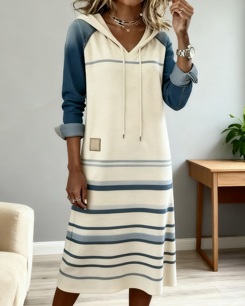 Margaret – Striped cotton-blend dress for cozy autumn days