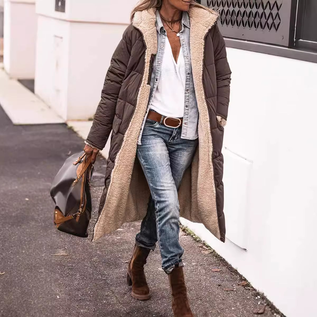 Vera – Long Reversible Quilted Winter Jacket for Women