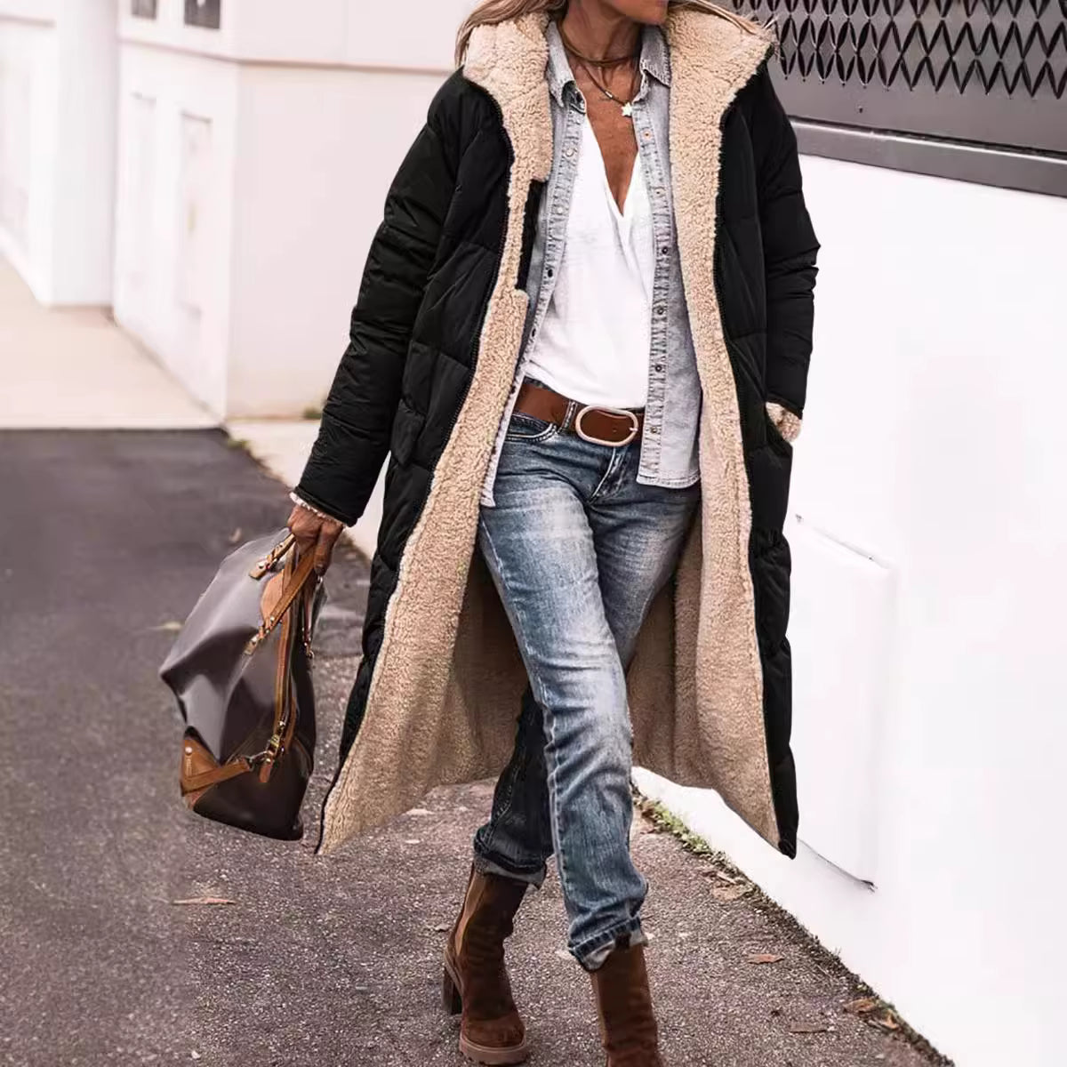 Vera – Long Reversible Quilted Winter Jacket for Women