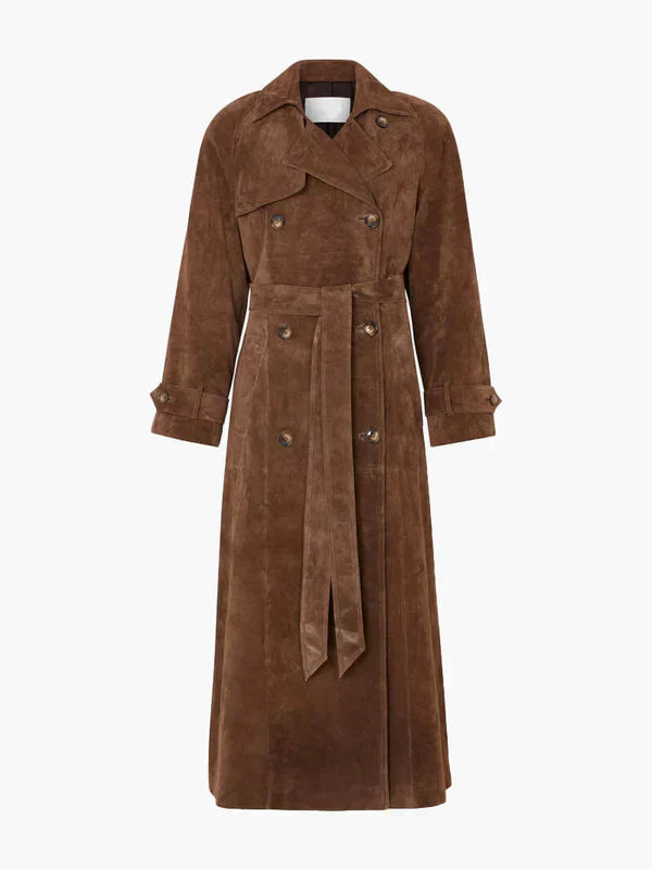 Ivana – Suede Trench Coat Made of Lambskin