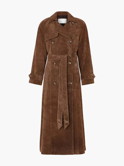 Ivana – Suede Trench Coat Made of Lambskin