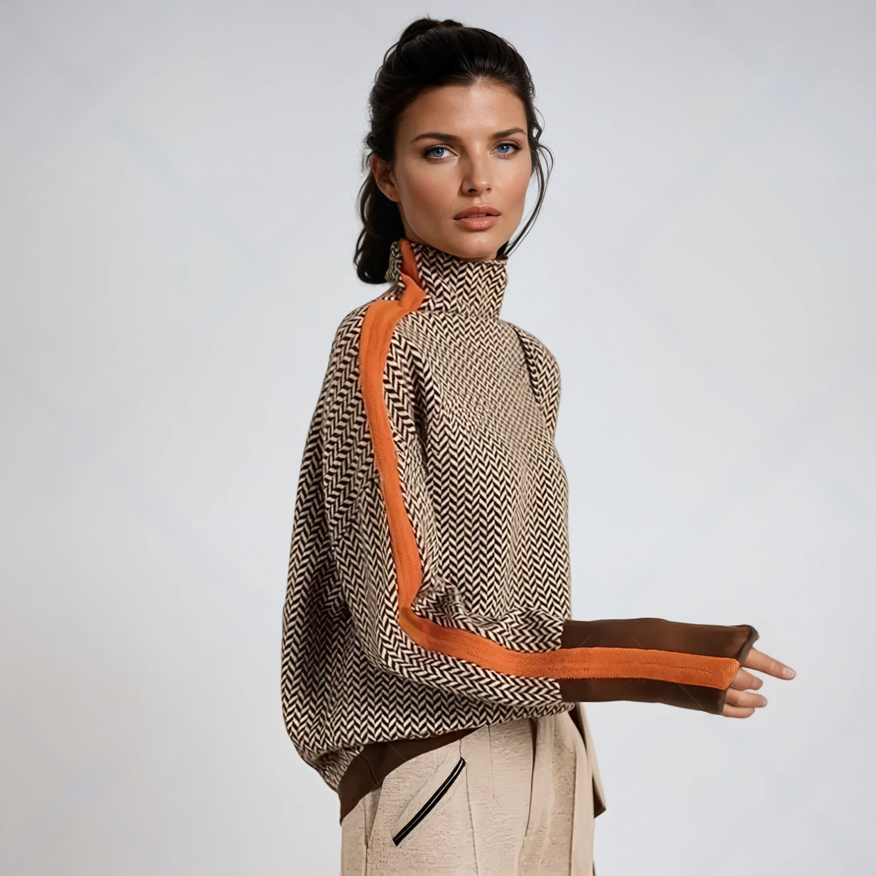 Evelyn – Turtleneck with Striking Contrasting Stripes