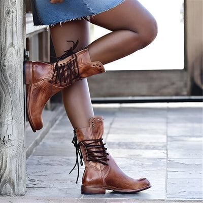 Anna™ | Vintage Lace-Up Leather Shoes