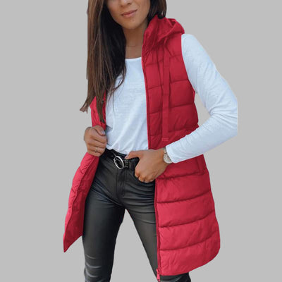 Helena – Lightweight Down Vest with Hood in Extended Length