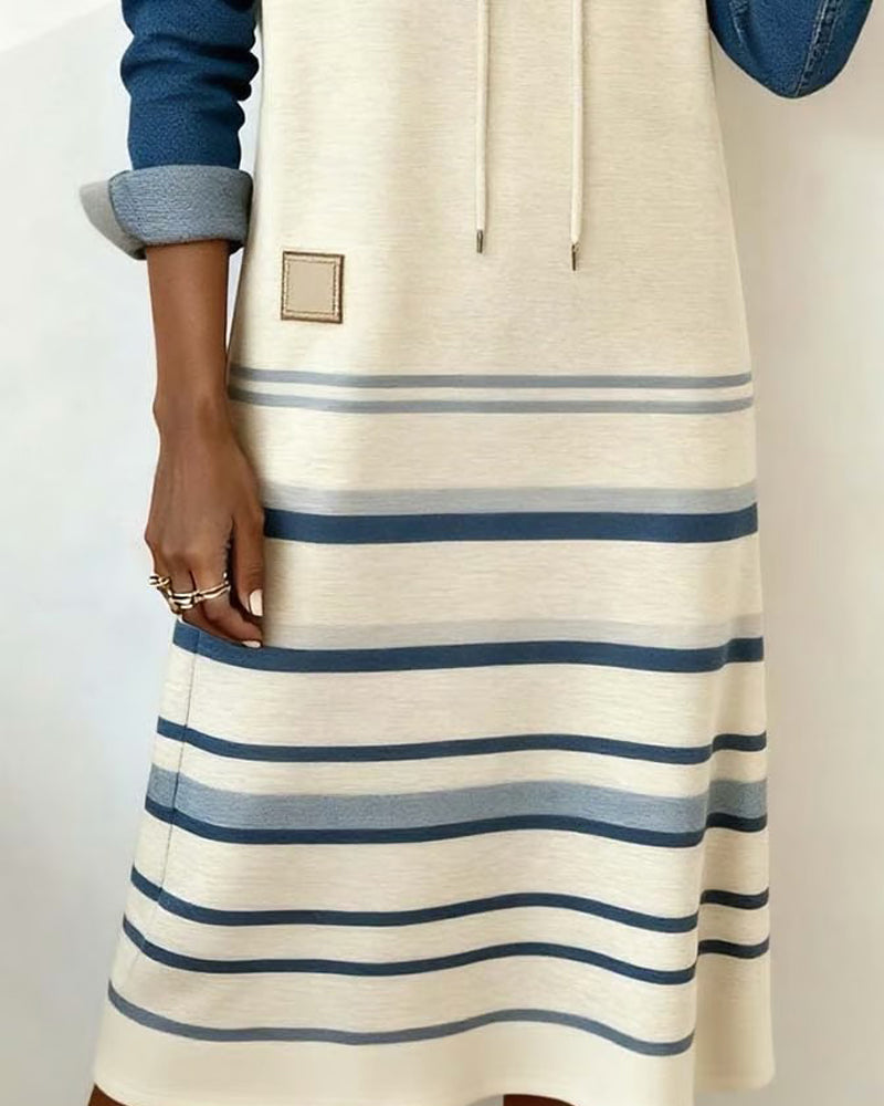 Margaret – Striped cotton-blend dress for cozy autumn days