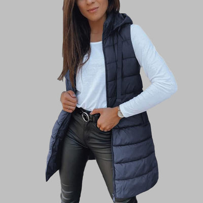 Helena – Lightweight Down Vest with Hood in Extended Length